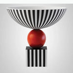 vase moderne orange rayures horizontales décoration intérieure résine abstraite sculptée ornement