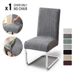 housse chaise salle manger gris carreaux moderne élastique polyester siège cuisine banquet