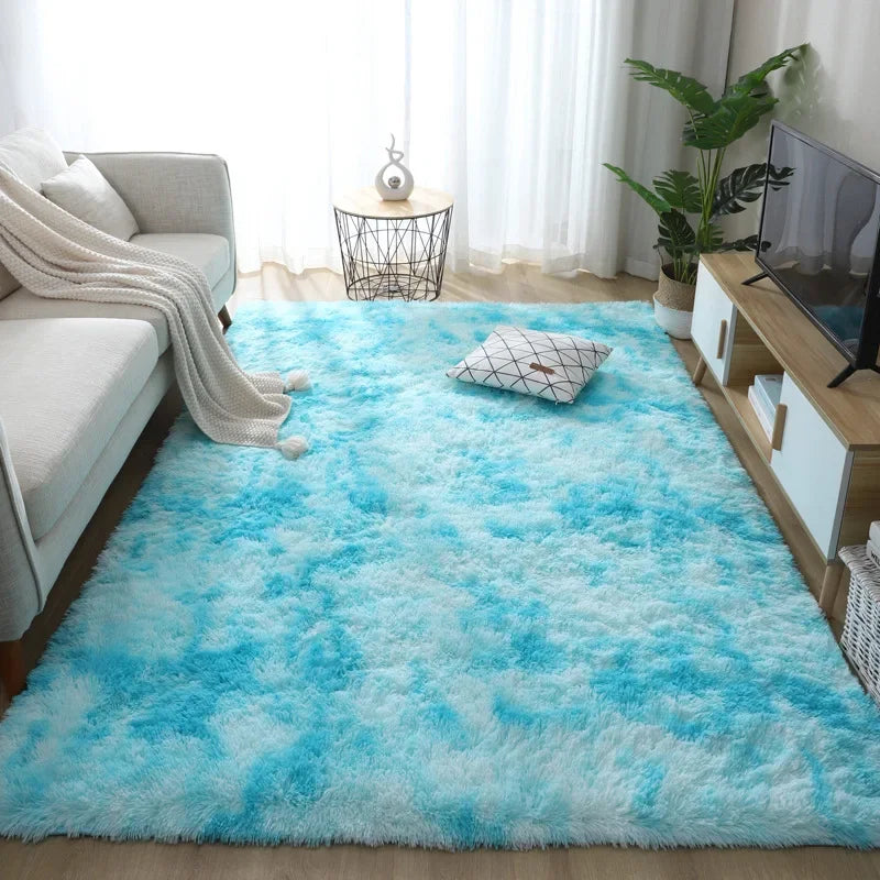 tapis moderne gris bleu rose beige peluche uni résistant décoloration sol