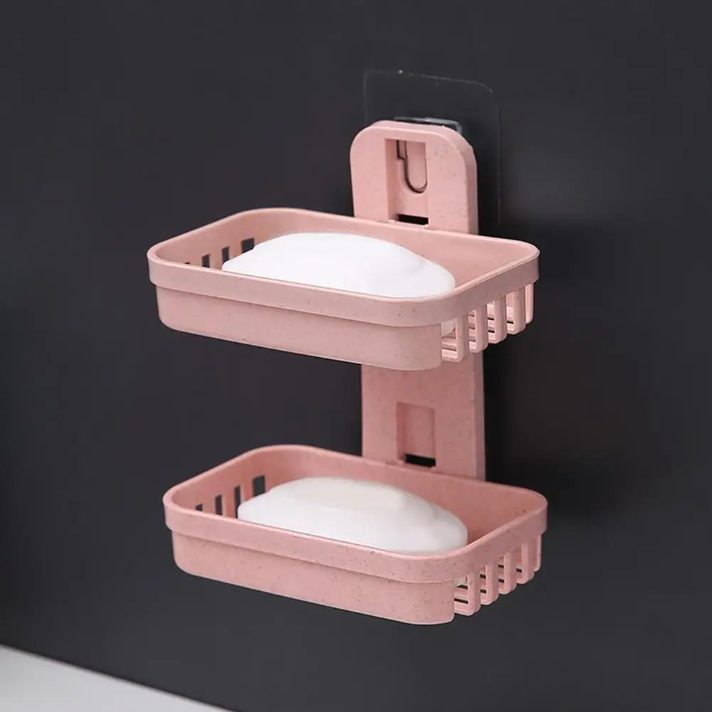 support savon moderne adhésif bleu clair gris rose texture granulée salle bain baignoire évier
