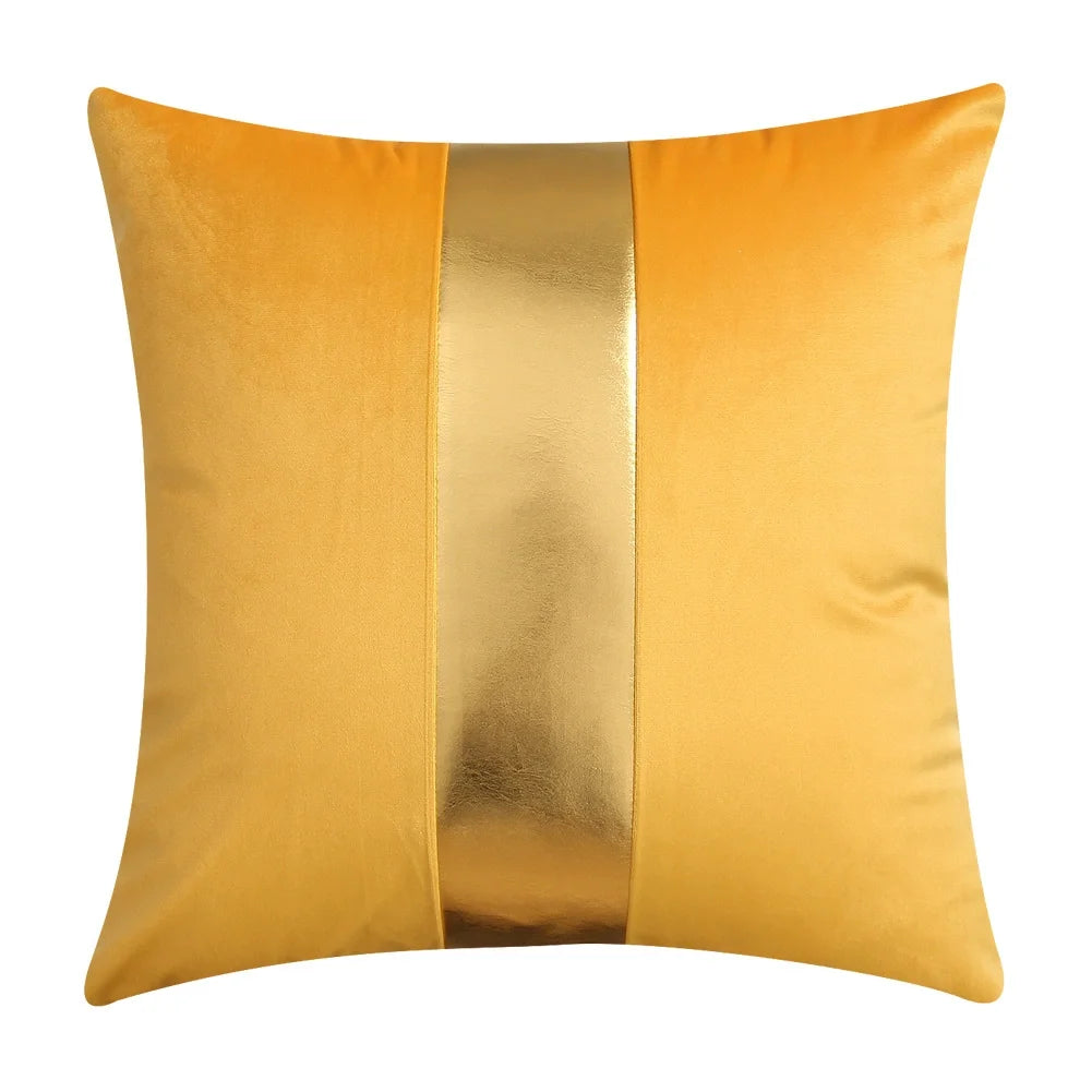 ensemble housses coussin noir rayures dorées velours luxe moderne taies oreiller décoratives