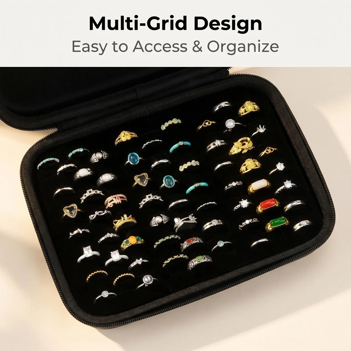 boîte bijoux noire moderne étanche anti choc fermeture éclair bague rangement voyage.storage.portable