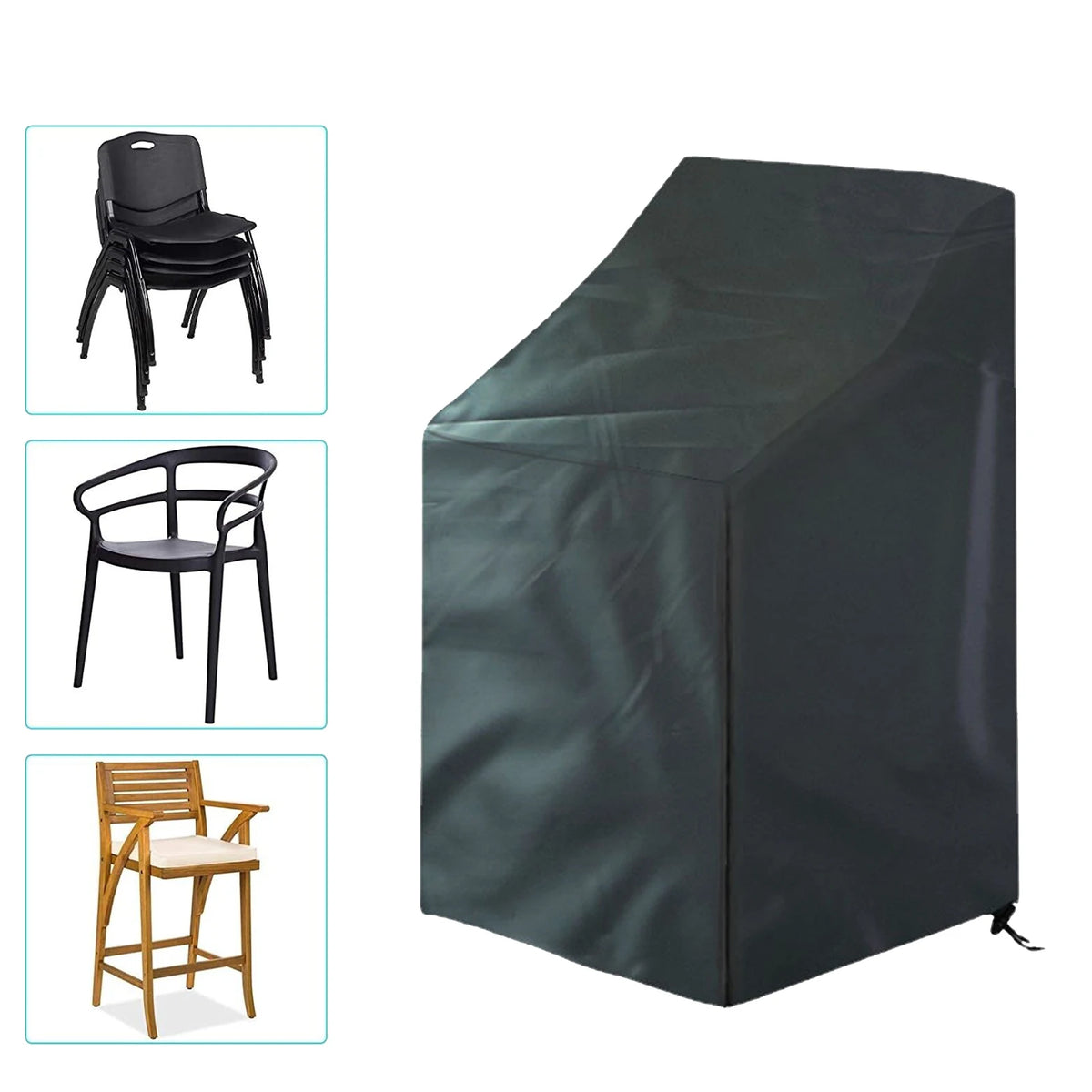 housses chaise patio noires imperméables polyester modernes élastiques 70cm 64cm 120cm