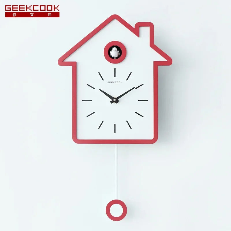 horloge murale moderne bois naturel cadre blanc aiguille quartz pendule adhésif salon deco simple