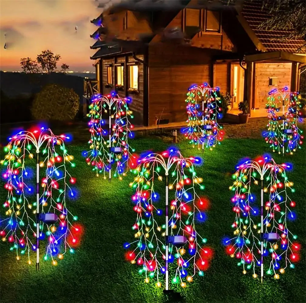guirlande lumineuse multicolore moderne piquet solaire extérieure fête rouge vert bleu jaune autonomes bricolage