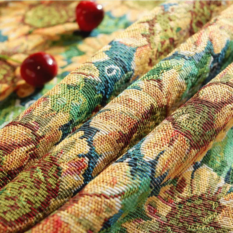 nappe table fleurs tournesol vert jaune beige classique rustique polyester réutilisable pâques noël