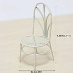chaises table miniature métal grillagé vintage beige coussin serviette