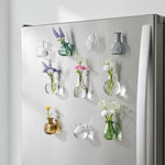 vases magnétiques transparents fleurs artificielles couleurs variées moderne minimaliste réfrigérateur maison