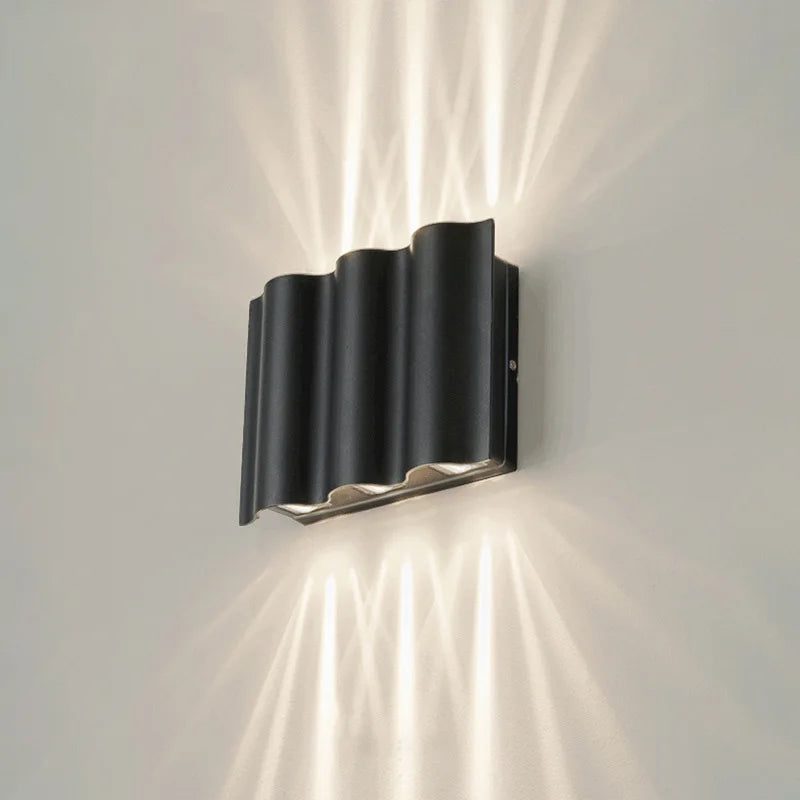lampes murales extérieures noir ondulées ip55 6w 12w 18w moderne aluminium