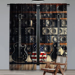 rideau noir guitares haut parleurs americain polyester moderne graphique 100cm 200cm