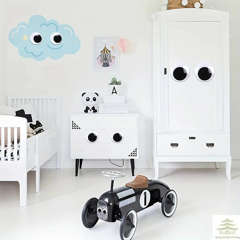 yeux plastique blancs noirs adhésifs décoratifs réfrigérateur diy scrapbooking enfants