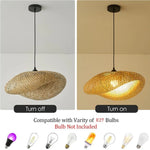 Suspension lumineuse moderne bambou tressé marron clair salon cuisine rustique E27