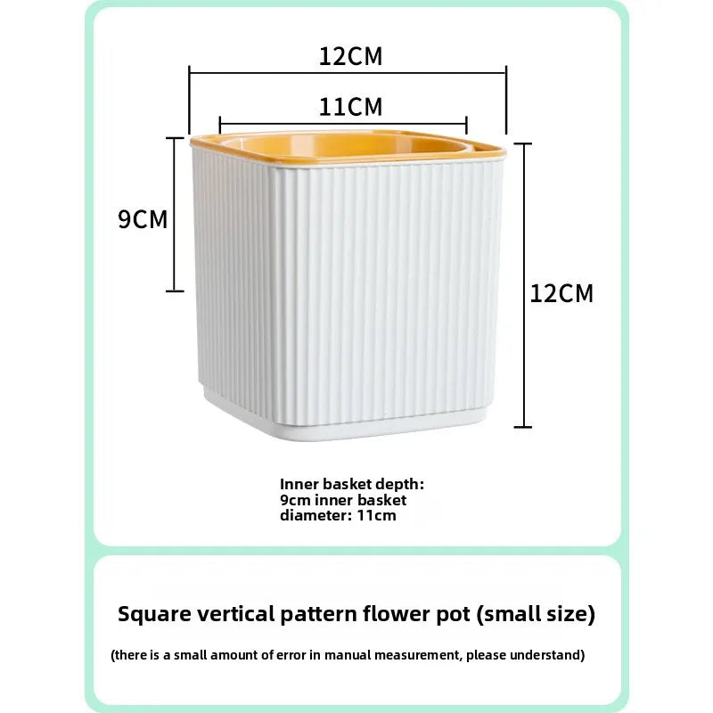 pots carrés auto arrosage plante verte intérieur balcon nordique rayures verticales plastique épaisseau