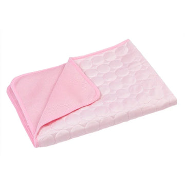 tapis rafraîchissant d'été chat chien couverture respirante maille points bleu gris rose