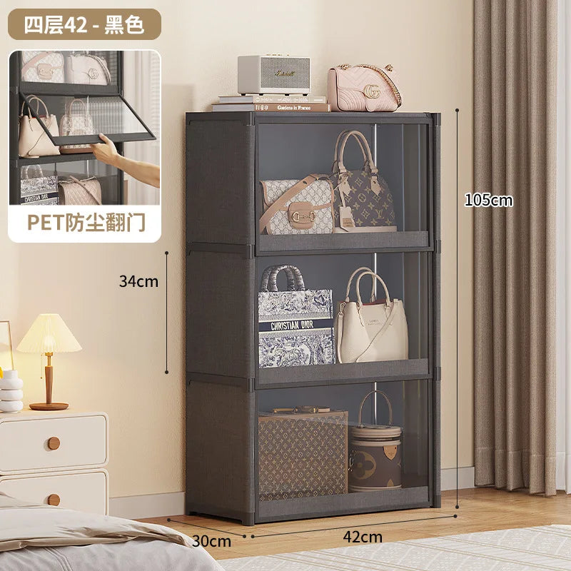 étagère bagages moderne acier inoxydable blanc anti poussière niveaux 42 cm
