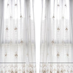 rideau tulle blanc beige broderie florale dentelle transparent classique salon chambre décoration