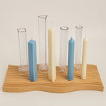 bougies parfumées transparentes rayées rouge violette moderne intérieur decoration artisanal fabrication maison