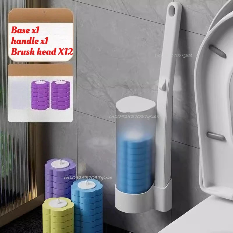 brosse toilette jetable bleu violet moderne rangement salle bain hygiène nettoyage durable chambre