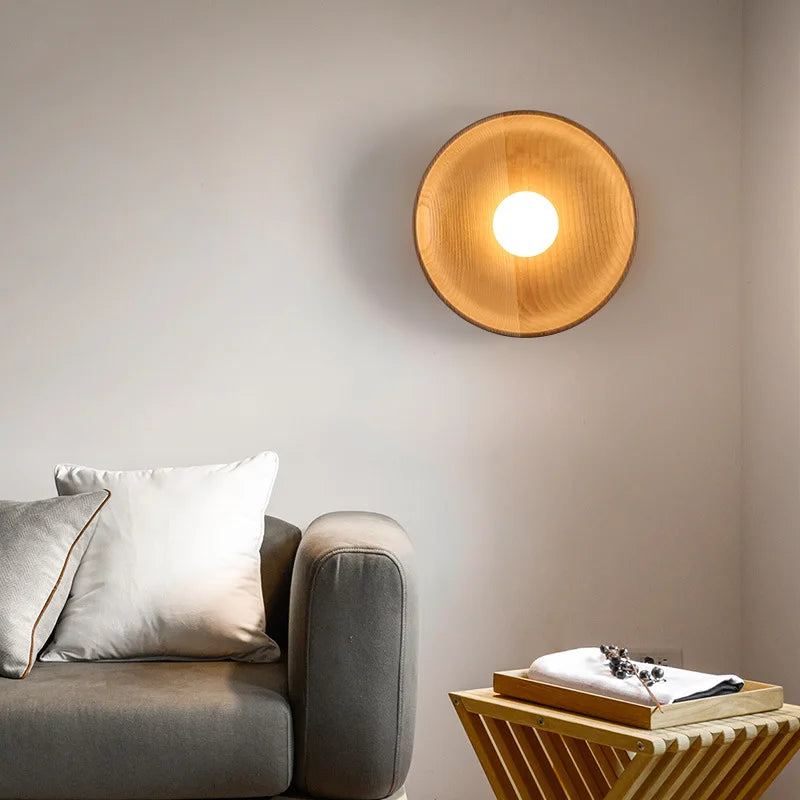lampe murale bois clair rayures horizontales led moderne 15cm 18cm 28cm 35cm