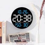 horloge murale numérique moderne affichage led temps date température humide noir bleu vert