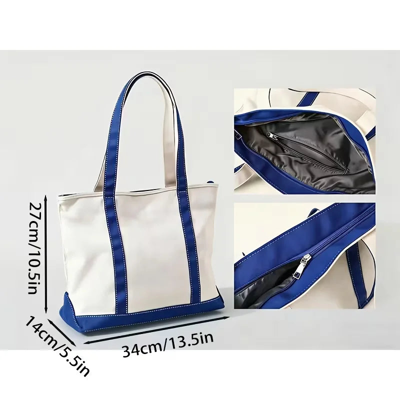 sac main moderne toile brodé doux poignées détachables blanc bleu marron vert rose