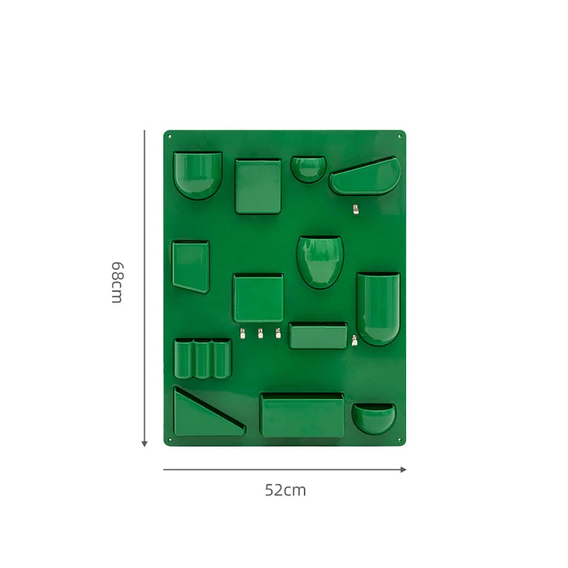 Rack rangement mural moderne compartiments variés orange rouge vert beige porte clés papier crayon