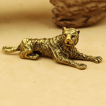 figurine tigre métal doré animalier décoratif stripes texture antique miniature maison