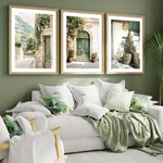 toile d'art classique minimaliste paysages urbains vert blanc beige abstraits sans cadre rectangle vertical