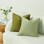 housses coussins chenille 45x45cm beige vert bleu gris texturées moderne opaques fixation invisible