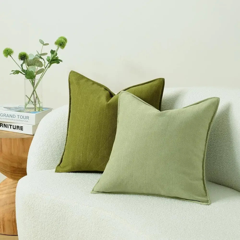 housses coussins chenille 45x45cm beige vert bleu gris texturées moderne opaques fixation invisible