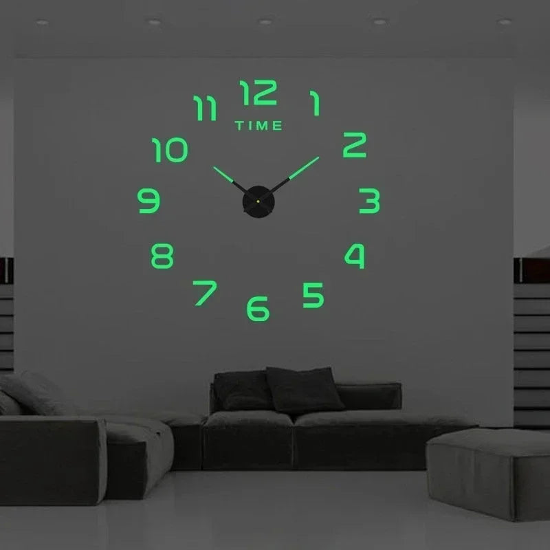 horloge murale 3d moderne chiffres effets 3d argenté vert rouge doré minimaliste chambre salon