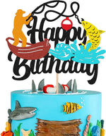 décoration gâteau pêche poissons bateau happy birthday anniversaire enfant festif carton motifs marins festive