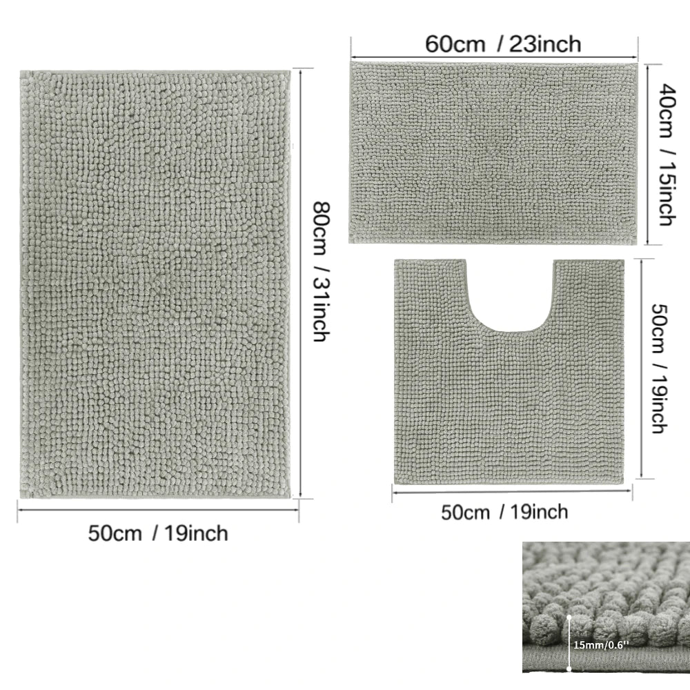 ensemble tapis bain chenille doux absorbant secage rapide motif rayures salle bain