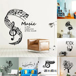 sticker mural notes musicales texte médicament esprit noir moderne décoration chambre salon