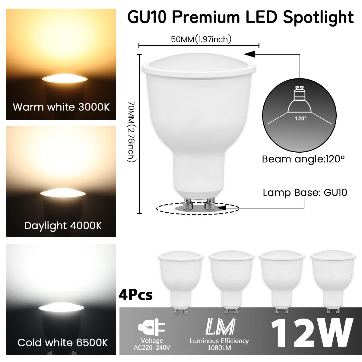 ampoules led blanc modernes gu10 gu11 mr11 35mm 50mm 220v 240v 6000k 3000k