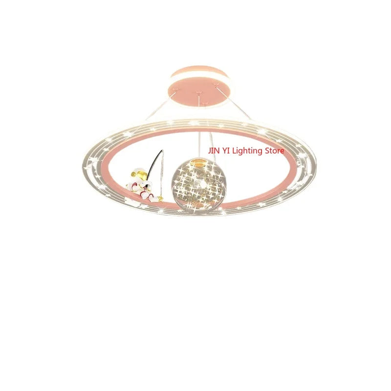 plafonnier moderne blanc rose étoiles concentrique télécommande lumière variable enfants chambre