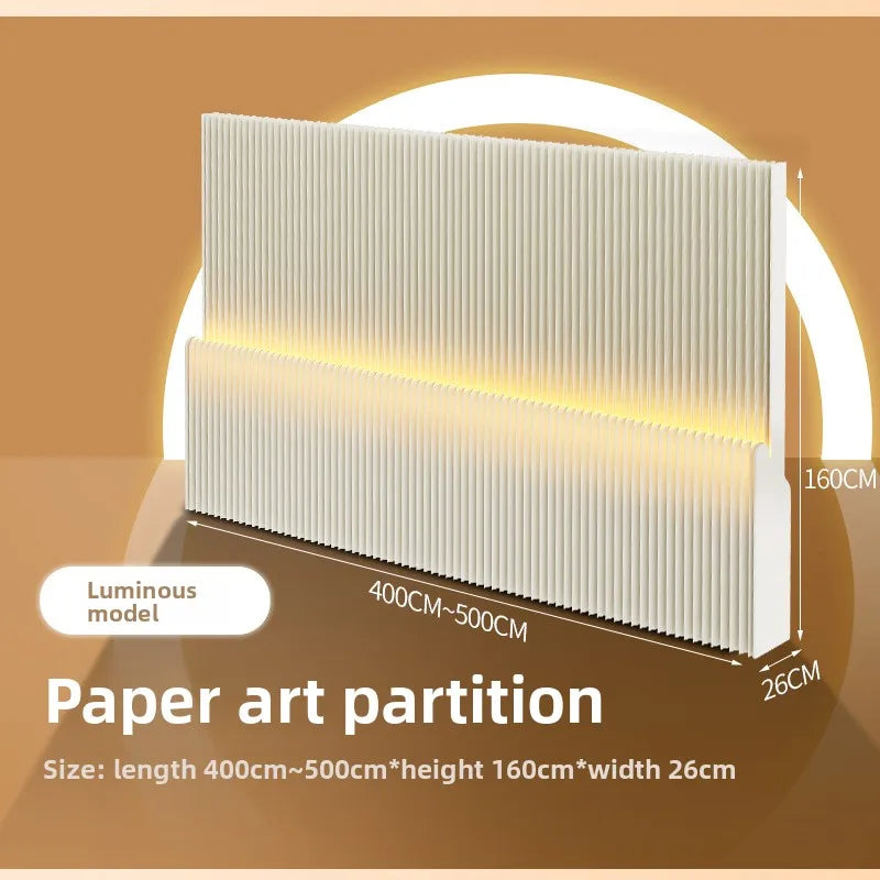 paravent papier blanc rayures verticales mobile pliable décoration intérieure moderne cloison d'intimité