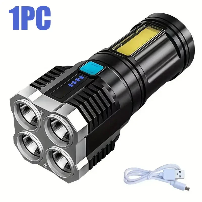 lampe torche télescopique rechargeable usb 10w 350 lumens moderne noire 100mètres étanche