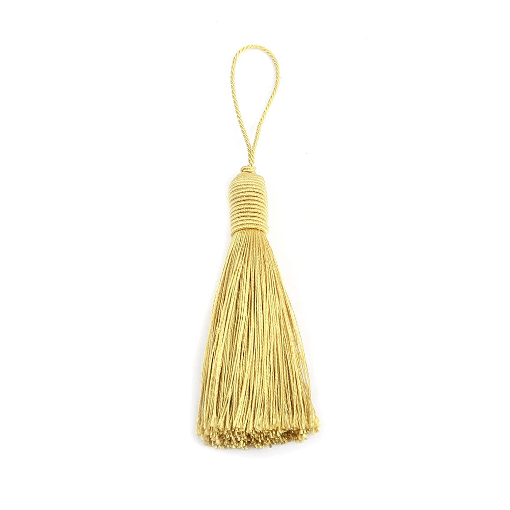 pompons décoratifs tissés dorés opaques 17cm rideaux vêtements artisanal 12 pièces