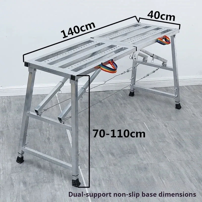 table pliante argentée structure métallique moderne poignées anti dérapante pliante portative