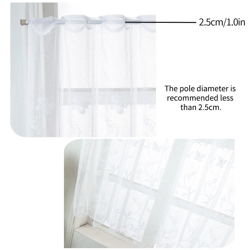 rideau blanc brodé papillons transparent bordure dentelée salon lin japonaisextérieur