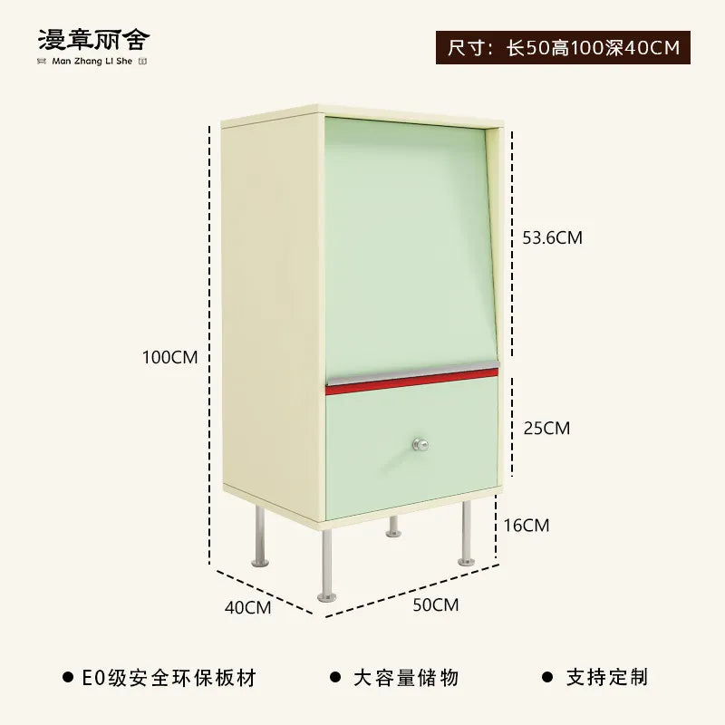 meuble tiroirs moderne couleur beige jaune vert bleu rouge pieds métal