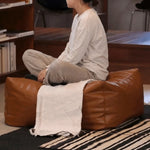 poufs marron noir crème cuir texturé coutures apparentes moderne décontracté bohème accueil