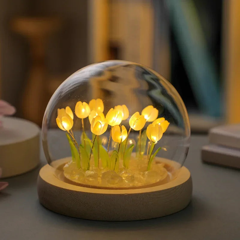 veilleuse fleur tulipe led orange rose blanche moderne minimaliste chambre vacances