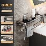 étagère salle bain ventouse aluminium moderne gris minimaliste porte serviette suction cachée