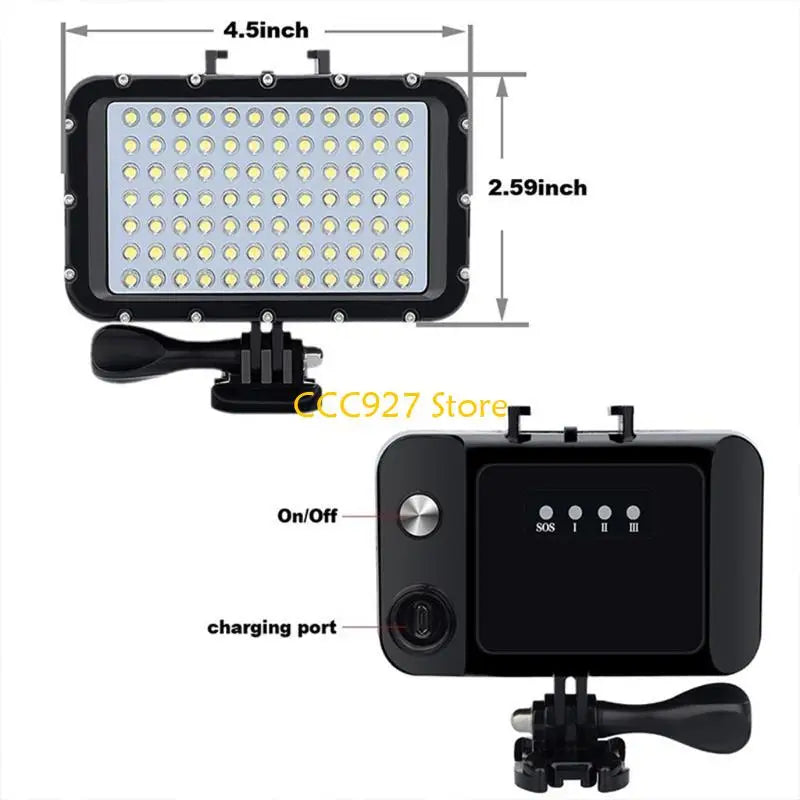 lampe led plongee 50m modes eclairement support caméra noire leds blanches