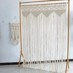 rideau macramé coton beige clair motif géométrique franges boho chic décoration intérieur séparation porte