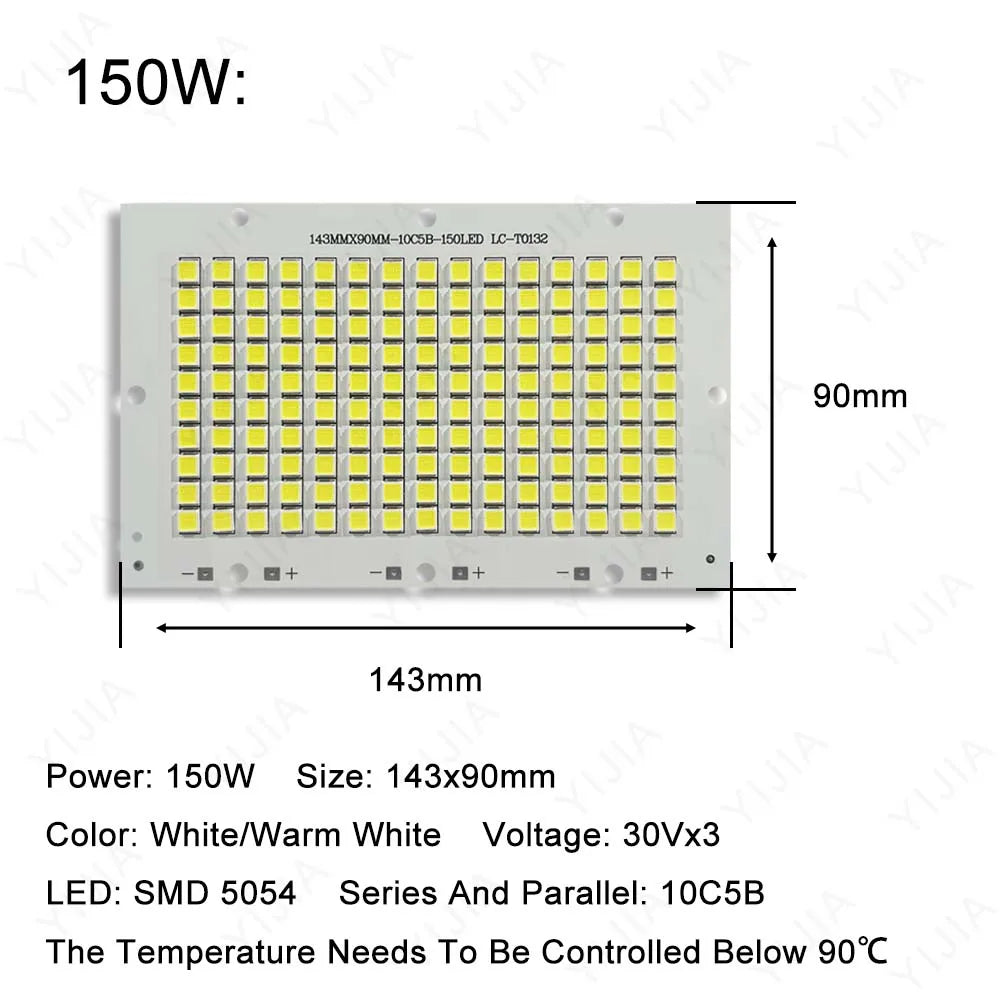 plaque led blanc blanc chaud 10w 20w 30w 50w 100w 150w 200w smd 5054