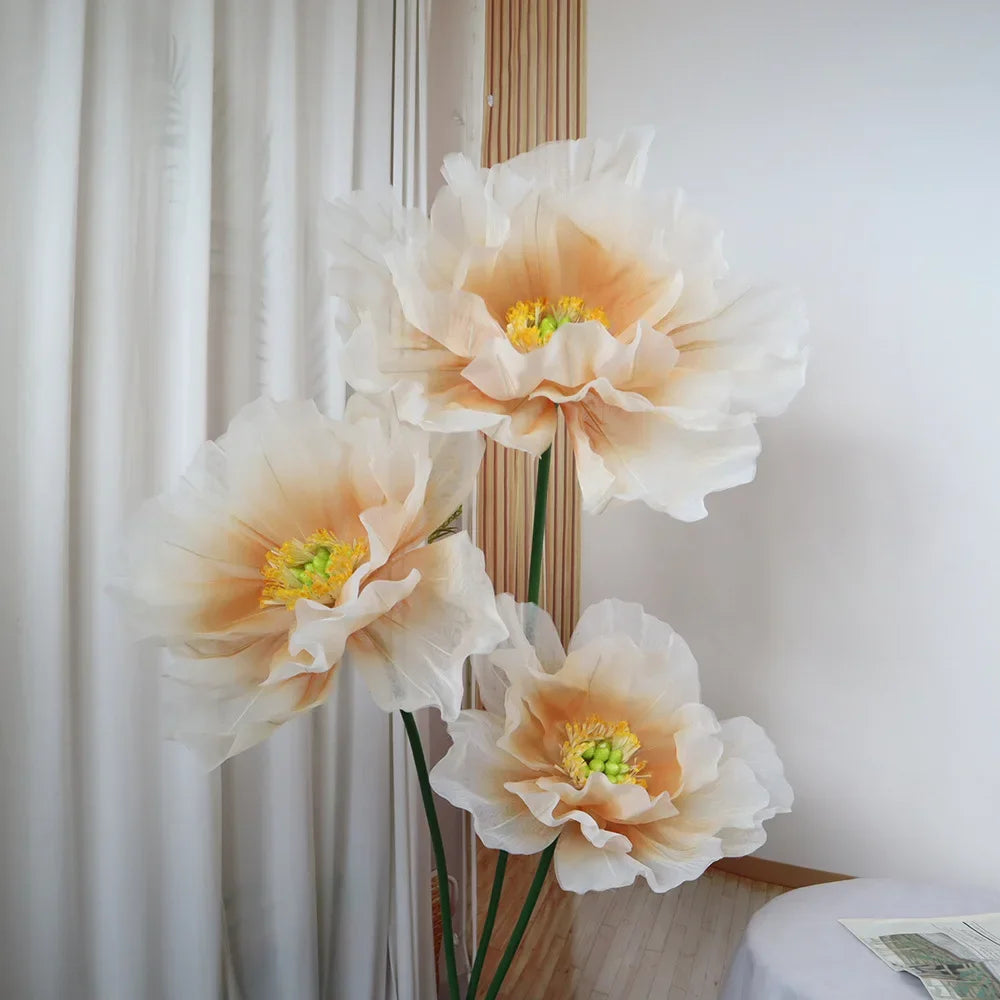 décoration intérieure moderne fleur artificielle pivoine rose clair blanc vert soie 40 60 cm