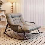 fauteuil bascule moderne deux places marron blanc gris orange coussins texturés chambre salon
